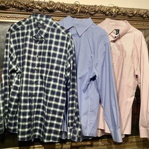 Trio of Jos A Bank Men's Travelers Collection Button Dress Shirts Sz L